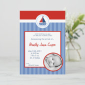 5x7 海洋 船の帆の写真 出生発表 案内状 (スタンド正面)