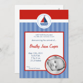 5x7 海洋 船の帆の写真 出生発表 案内状 (正面/裏面)