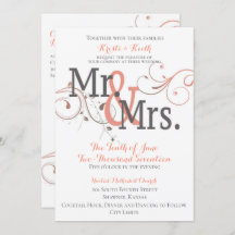 5x7 結婚式招待状 になる Mr. & Mrs.