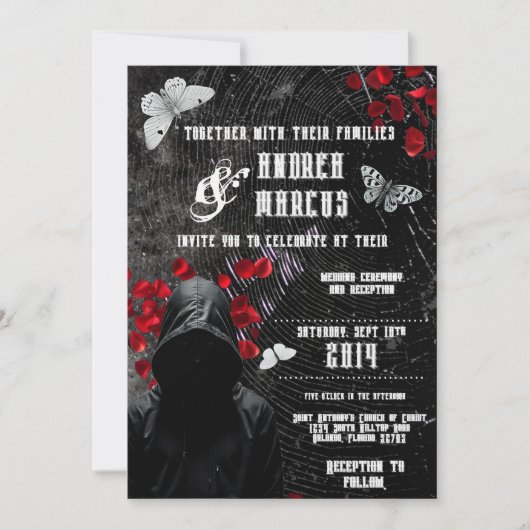 5x7 結婚式招待状　アデリンを悩ませる　ゼイド・ミード 招待状 (正面)