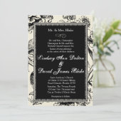 5x7 結婚式招待状 ブラック＆ホワイト フラワートゥーレ 招待状 (スタンド正面)