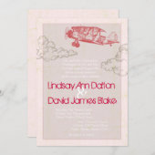 5x7 結婚式招待状 ヴィンテージ飛行機と雲 招待状 (正面/裏面)