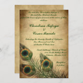 5x7 結婚式招待状 ヴィンテージ ペコンの羽根 招待状 (正面/裏面)