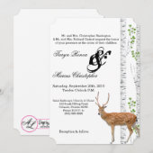 5x7 結婚式招待状 鹿 雌鹿 オス鹿 森の狩猟 招待状 (正面/裏面)