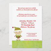 5x7 緑の冬のエルフのクリスマス招待状 招待状 (正面/裏面)