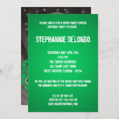 5x7 緑のDJスピンターンテーブル 16歳の誕生日招待状 招待状 (正面/裏面)