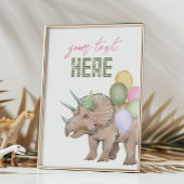 5x7 編集可能な恐竜パーティーサインカード 招待状