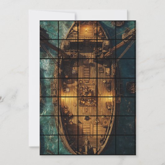 5x7 船舶用紙グリッドマップ 招待状 (正面)