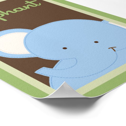 5x7 "象"ジャングルサファリベビー寝具壁アート ポスター (角)