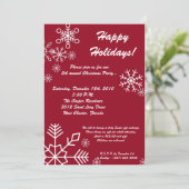 5x7 赤い雪の結晶のクリスマスパーティー招待状 シーズンカード (スタンド正面)