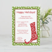 5x7 赤と緑のストッキング クリスマスパーティー 招待状 (スタンド正面)