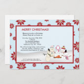 5x7 雪だるまファミリー 雪の嵐の中でのマシュマロ焚き火パーティー 誕生日パーティー招待状 招待状 (正面/裏面)