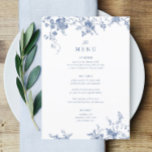 5x7"青いビクトリアンフローラのテー結婚ブルメニュー メニュー<br><div class="desc">Dusty Blue、Duty Blue、エレガント5 x 7"のテーブルメニュ結婚ーカードフラットメニュエレガントー書食べ道とドリンクのメニュー |シンプルのメ素朴結婚ニュー素朴、書道のメ結婚ニュー結婚、フローラのWedngメニュー、テーブルメニュー</div>