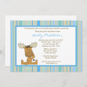 5x7 青い少年 森のムース 赤ちゃんシャワー 招待状 (正面/裏面)