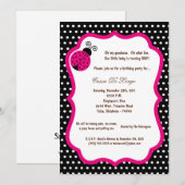 5x7 黒いレディーバグの誕生日パーティー招待状 招待状 (正面/裏面)