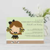 5x7 黒/金 チェアリーダー 誕生日パーティー 招待状 (スタンド正面)