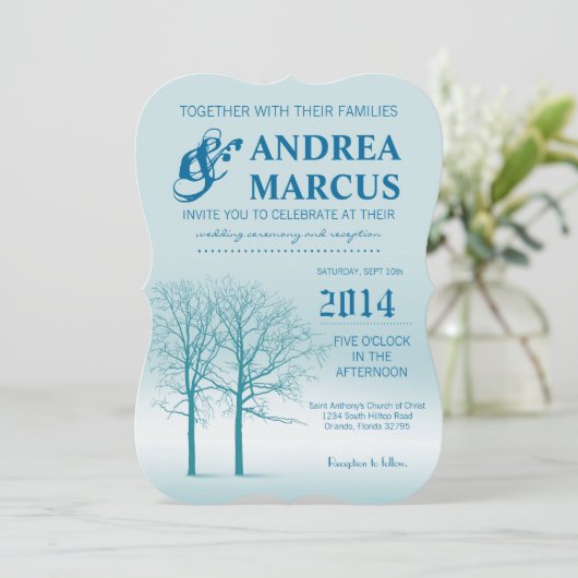 5x7 2冬木雪道結婚式招待状 招待状 (スタンド正面)