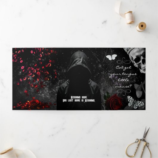 5x7 3倍結婚式招待状ハンティングアデライン座 三つ折りプログラム (外部)