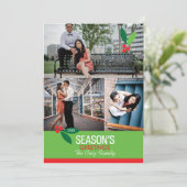 5x7 3 フォト ホリー デザイン フラット カード (スタンド正面)