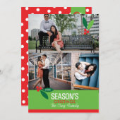 5x7 3 フォト ホリー デザイン フラット カード (正面/裏面)