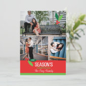 5x7 3 フォト ホリー デザイン フラット カード (スタンド正面)