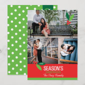 5x7 3 フォト ホリー デザイン フラット カード (正面/裏面)