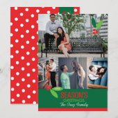 5x7 4枚の写真 ホリー デザイン フラット カード (正面/裏面)