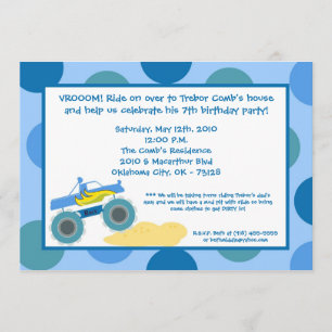 5x7 4x4 ATV Monster Truc Birthday Partyの招待 招待状
