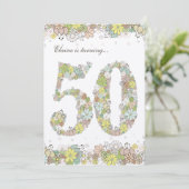 5x7 50歳誕生日パーティの自然開花招待状 招待状 (スタンド正面)