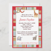 5x7 ABCアルファベットスープベビーストライプのシャワー 招待状 (正面)