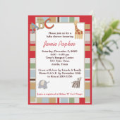 5x7 ABCアルファベットスープベビーストライプのシャワー 招待状 (スタンド正面)