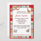 5x7 ABCアルファベットスープベビーストライプのシャワー 招待状 (正面/裏面)