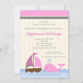 5x7 AhoyNutical鯨船ベビーシャワー招待状 招待状 (正面)