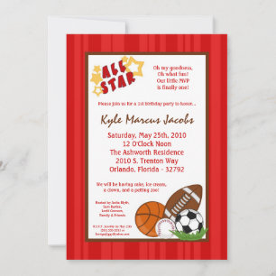 5x7 allStar MVP SportBall誕生日パーツ招待状 招待状