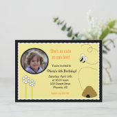 5x7 Bee Happy *写真*誕生日招待状カード 招待状 (スタンド正面)