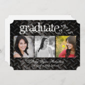 5x7 Black Steel Metal Aluminumシニアアナウンス 案内状 (正面/裏面)