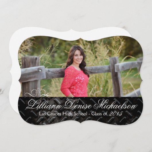 5x7 Black Steel Metal Aluminumシニアアナウンス 案内状 (正面/裏面)