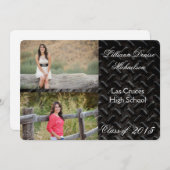 5x7 Black Steel Metal Aluminumシニアアナウンス 案内状 (正面/裏面)