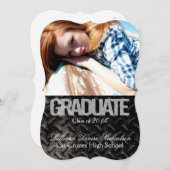 5x7 Black Steel Metal Aluminumシニアアナウンス 案内状 (正面/裏面)