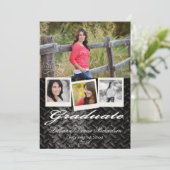 5x7 Black Steel Metal Aluminumシニアアナウンス 案内状 (スタンド正面)