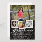 5x7 Black Steel Metal Aluminumシニアアナウンス 案内状 (正面/裏面)