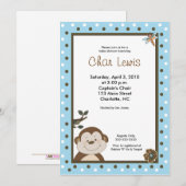 5x7 Blue Bambinoモンキーベビーシャワー招待状 招待状 (正面/裏面)