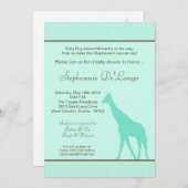 5x7 Blue Giraffeベビーストライプのシャワー招待状 招待状 (正面/裏面)