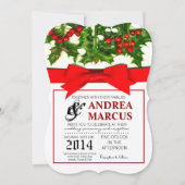 5x7 Boaugs of Holly Berryクリスマス結婚式招待状 招待状 (正面)