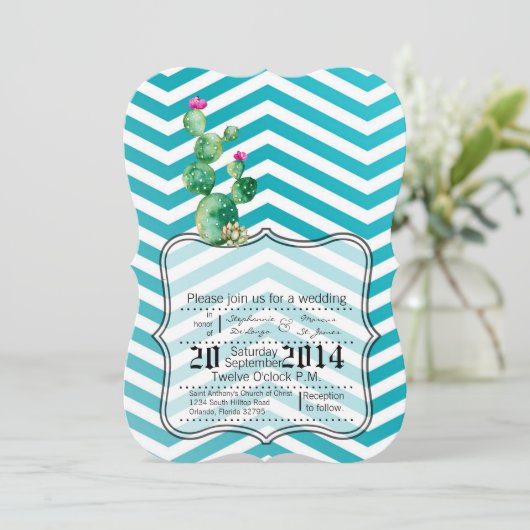 5x7 Bohoサボティサボテン吸汁性結婚式招待状 招待状 (スタンド正面)