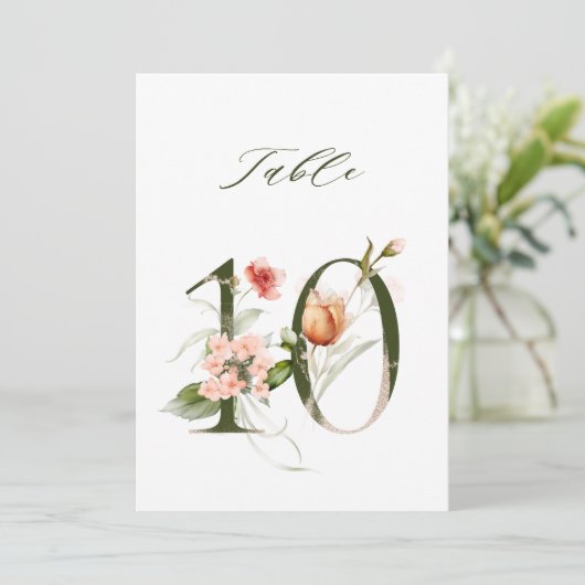 5x7 Botanical Floral Number 10, Table Number 招待状 (スタンド正面)