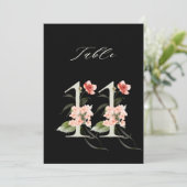 5x7 Botanical Floral Number 11, Black Table Number 招待状 (スタンド正面)
