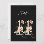 5x7 Botanical Floral Number 11, Black Table Number 招待状 (裏面)