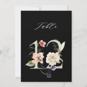 5x7 Botanical Floral Number 12, Black Table Number 招待状 (正面)
