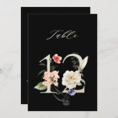 5x7 Botanical Floral Number 12, Black Table Number 招待状 (正面/裏面)